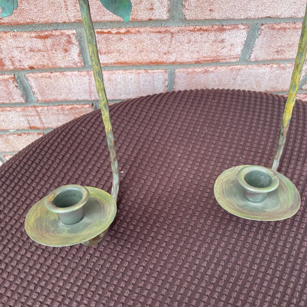 Vintage Green Leaf Candle Holders - Picture 5 of 12